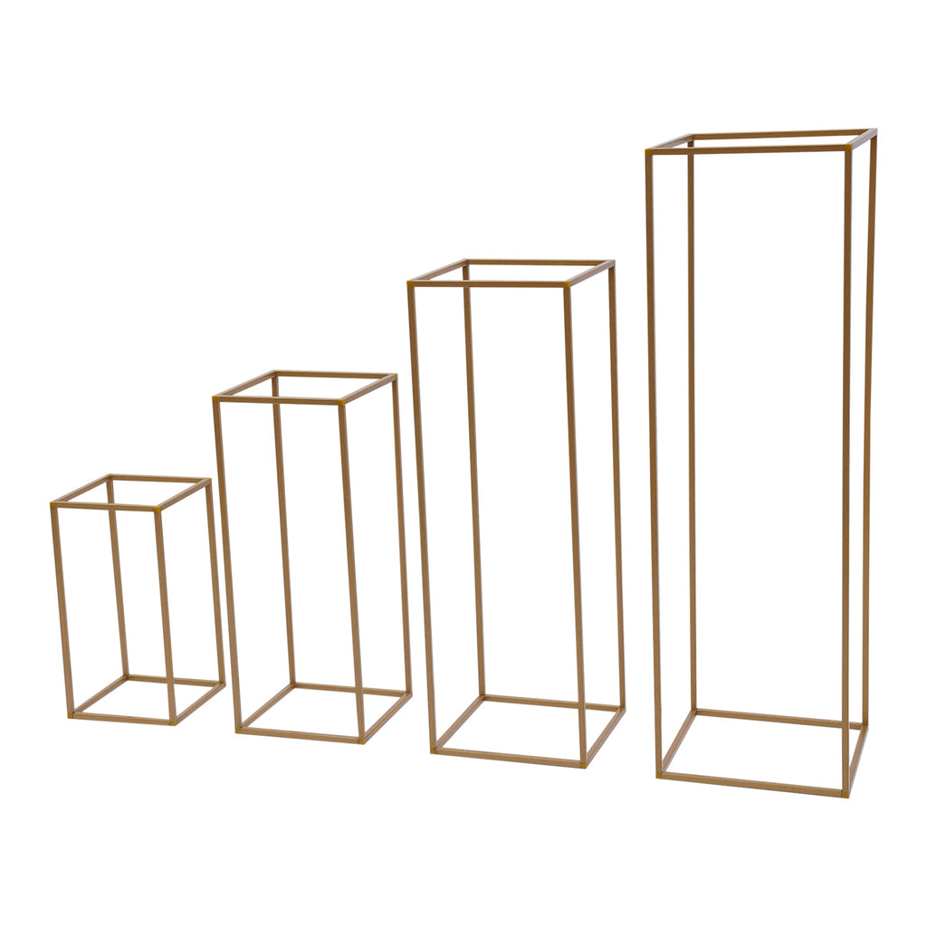 4Pcs Gold Metal Flower Stand Set Rectangular DIY Wedding Party Centerpieces for Table Decor
