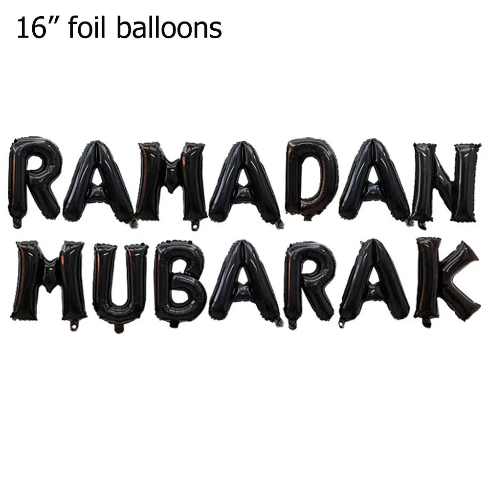 Eid Munarak Balloon Set Gold Foil Latex Balloons for Muslim Festival Home DIY Decoration Ramadan Kareem Party Ballon Globos