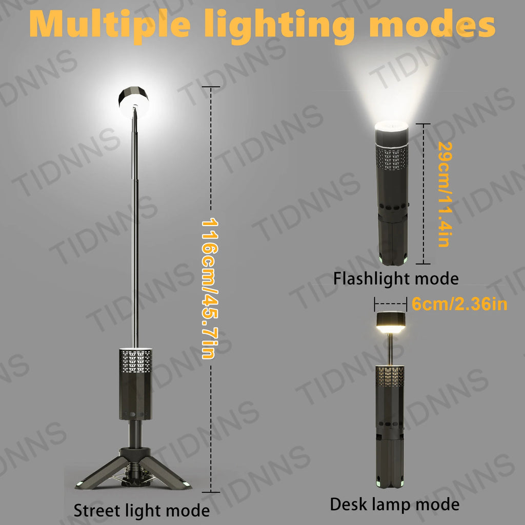 Telescopic Camping Light Rechargeable 21000mAh Portable Outdoor Camping Lantern 4 Light Modes With Tripod Storage Bag Emergency