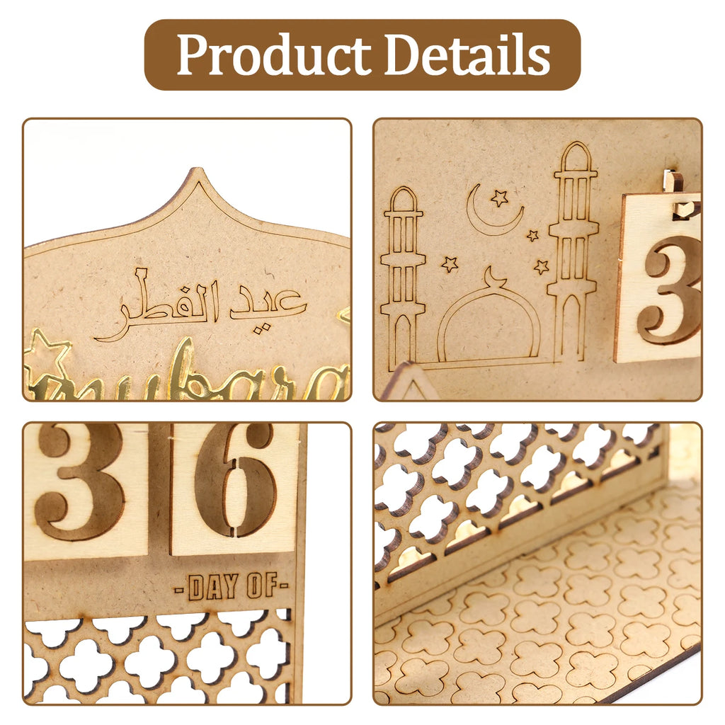Ramadan Kareem Countdown Calendar Ornament Eid Mubarak Decoration 2025 For Home Muslim Islamic Festival Eid Al-Fitr Party Favors