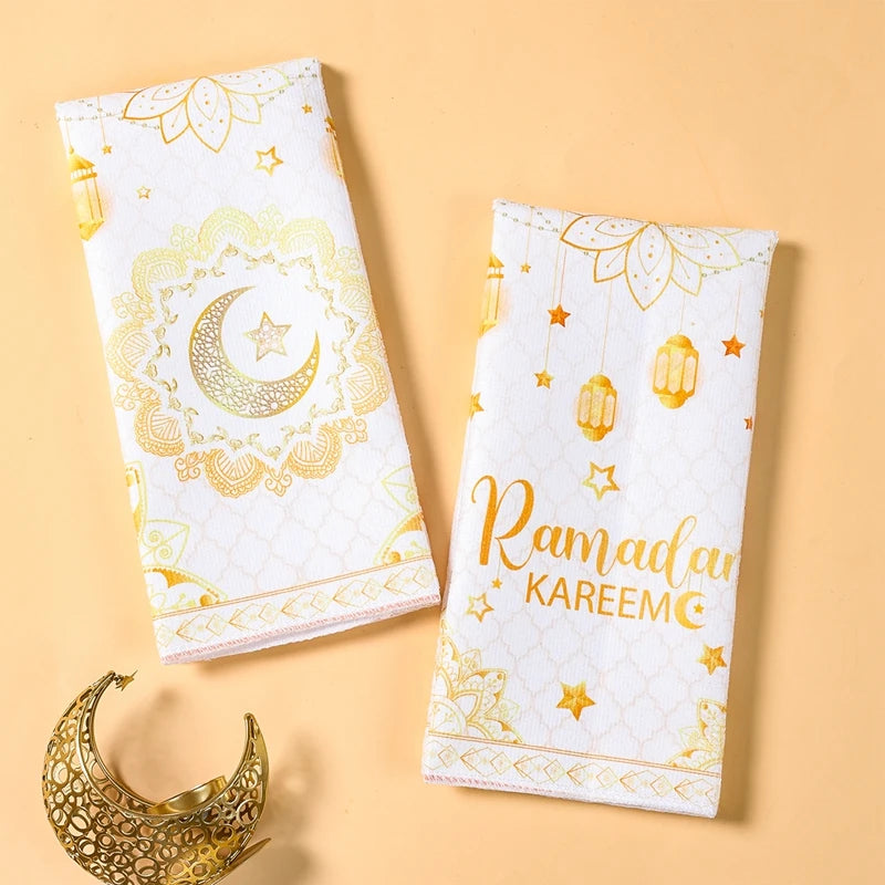 2ps Ramadan Dish Towel Eid Mubarak Decoration 2026 for Home Ramadan Kareem Ramadan Mubarak Islamic Muslim Party Eid Al-Fitr Gift