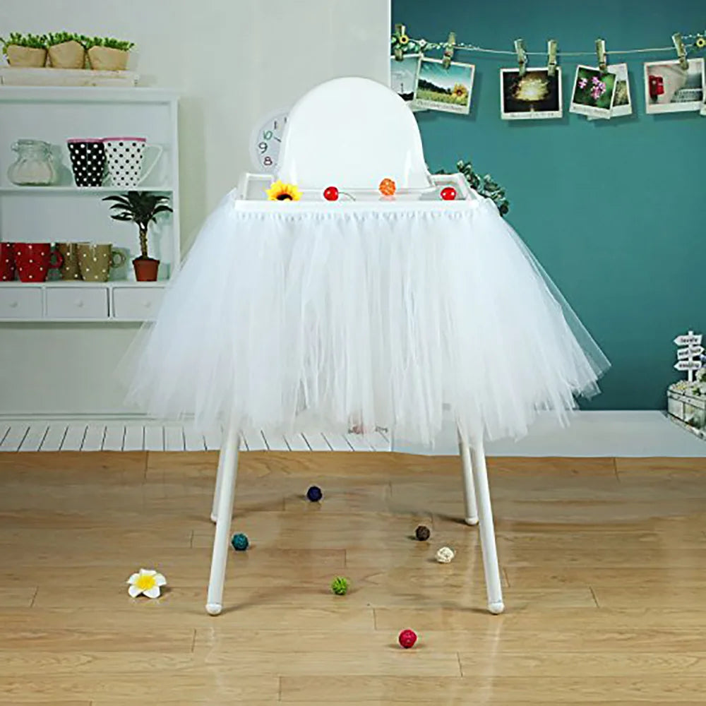 Tutu Chair Skirt Mesh Chair Skirt Children's Table Chair Skirt Party Decorative Chair Skirt Baby Birthday Party Decoration