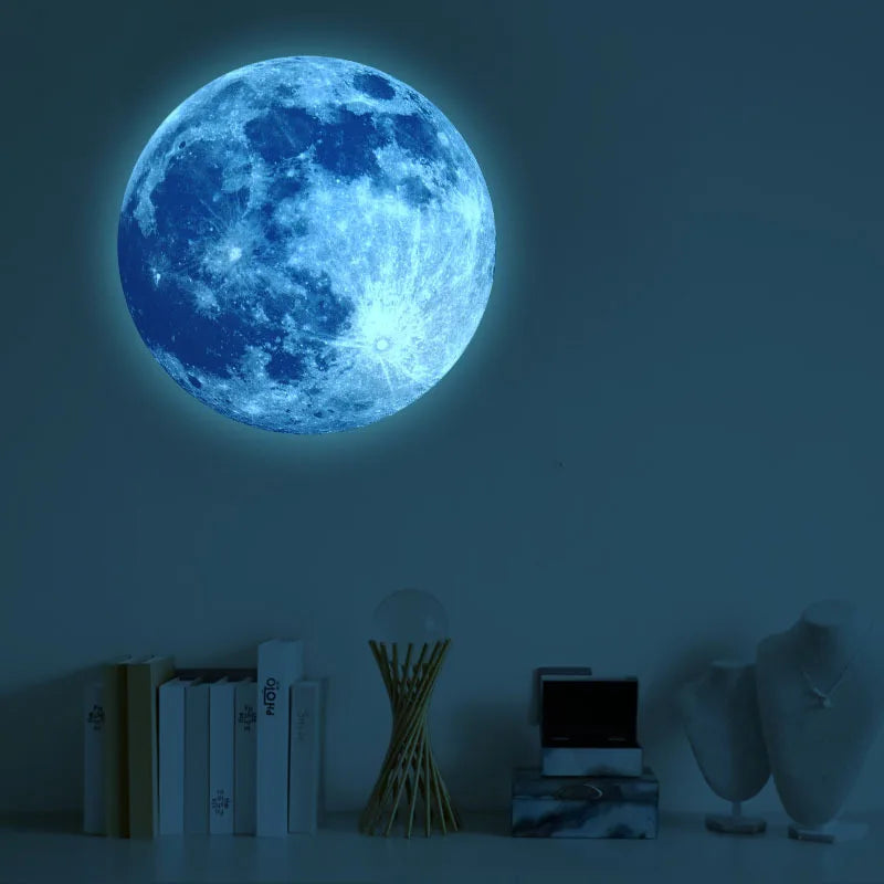 Luminous Moon Stickers Star Sky Fluorescent Wall Decals Glow in the Dark Kids Bedroom Living Room Bathroom for Home Decorations