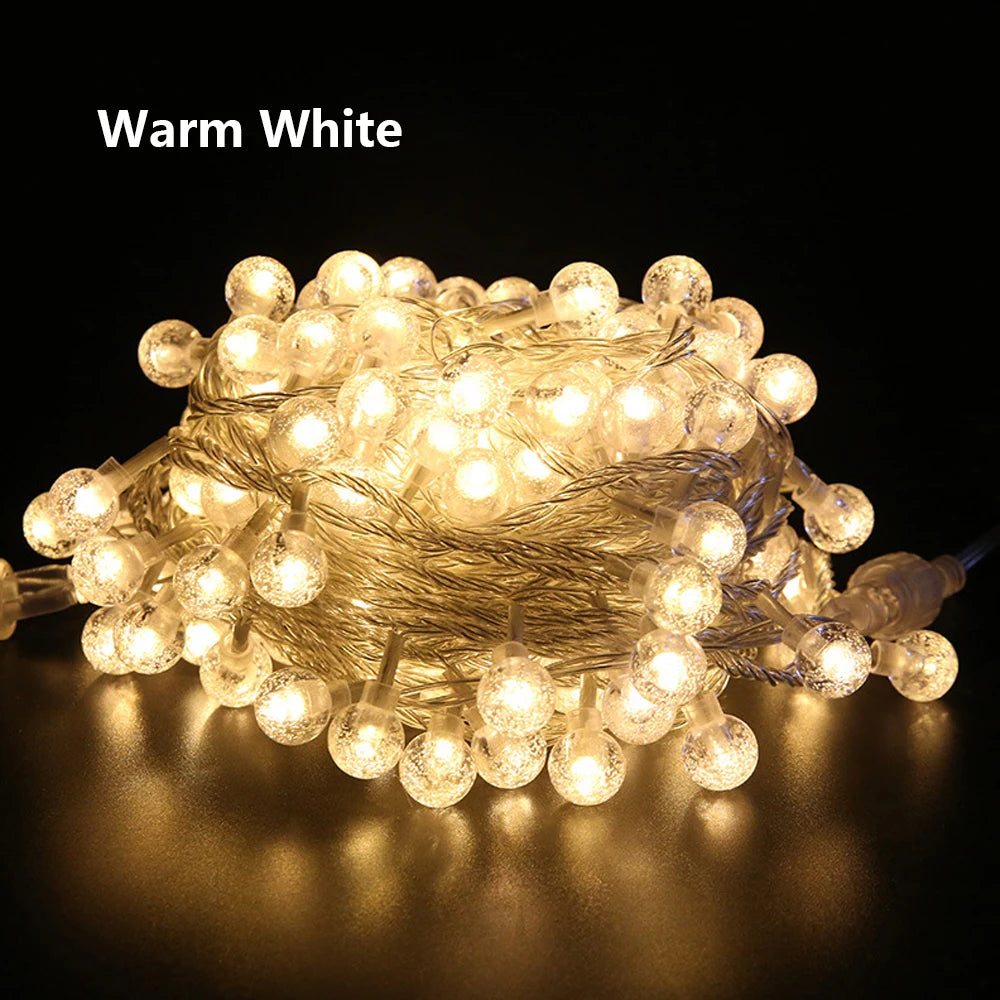 1.5M 3M 6M LED Crystal Ball Garland String Lights Flash Indoor Holiday Lamp 10/20/40 LED Fairy Lights Battery/USB Operated