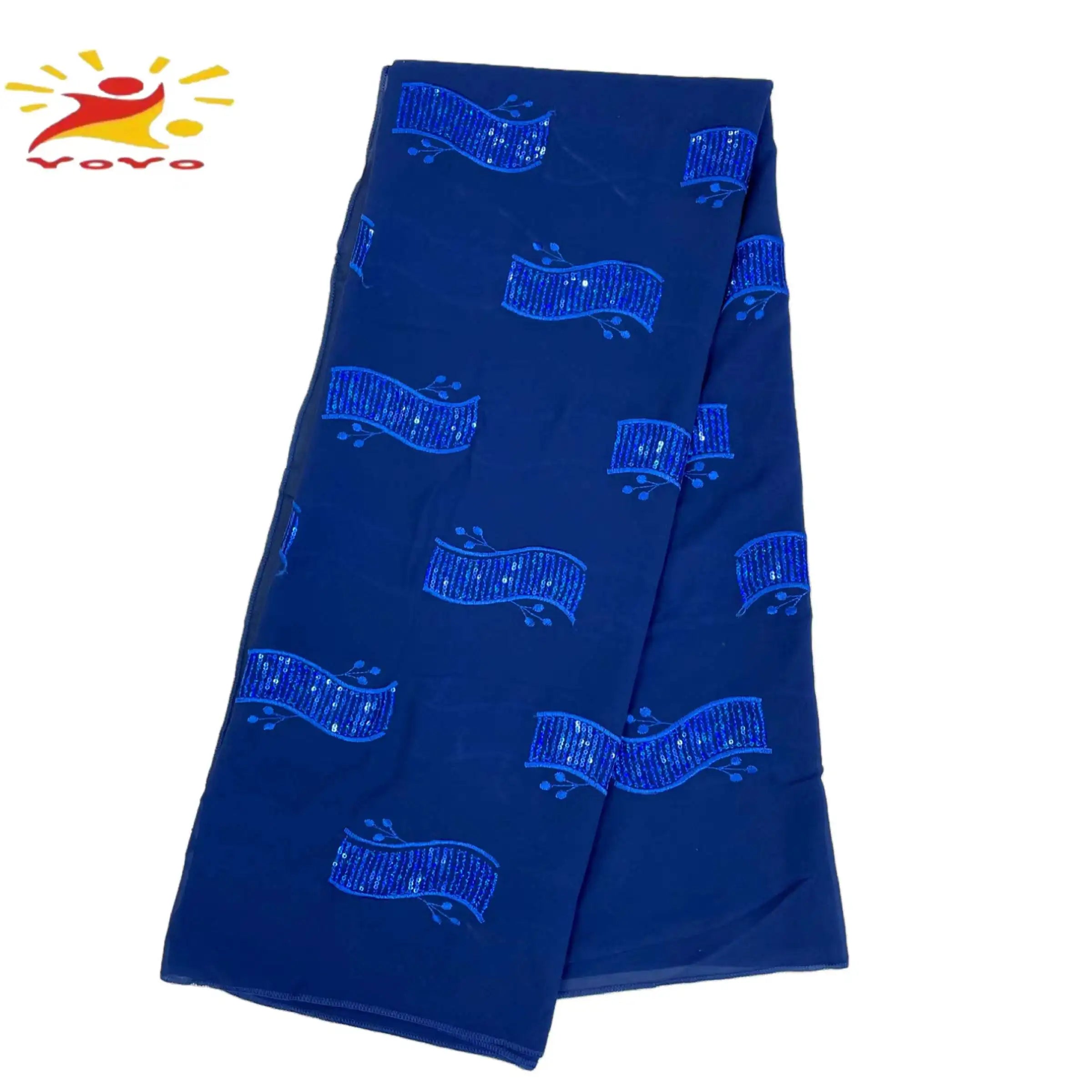 2022Latest Selling African Muslim Chiffon Sequin Embroidered Scarf Large Size Shawl Lslamic Ramadan Hijab 210*120cm