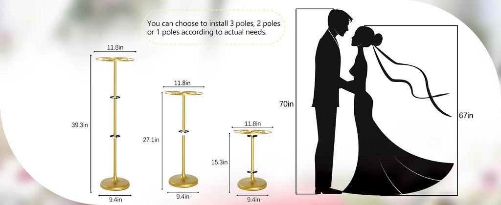 4pcs Tall Wedding Flower Stand 39.4" Wedding Centerpieces for Tables Metal Flower Floor Vase for Party Event Wedding Reception