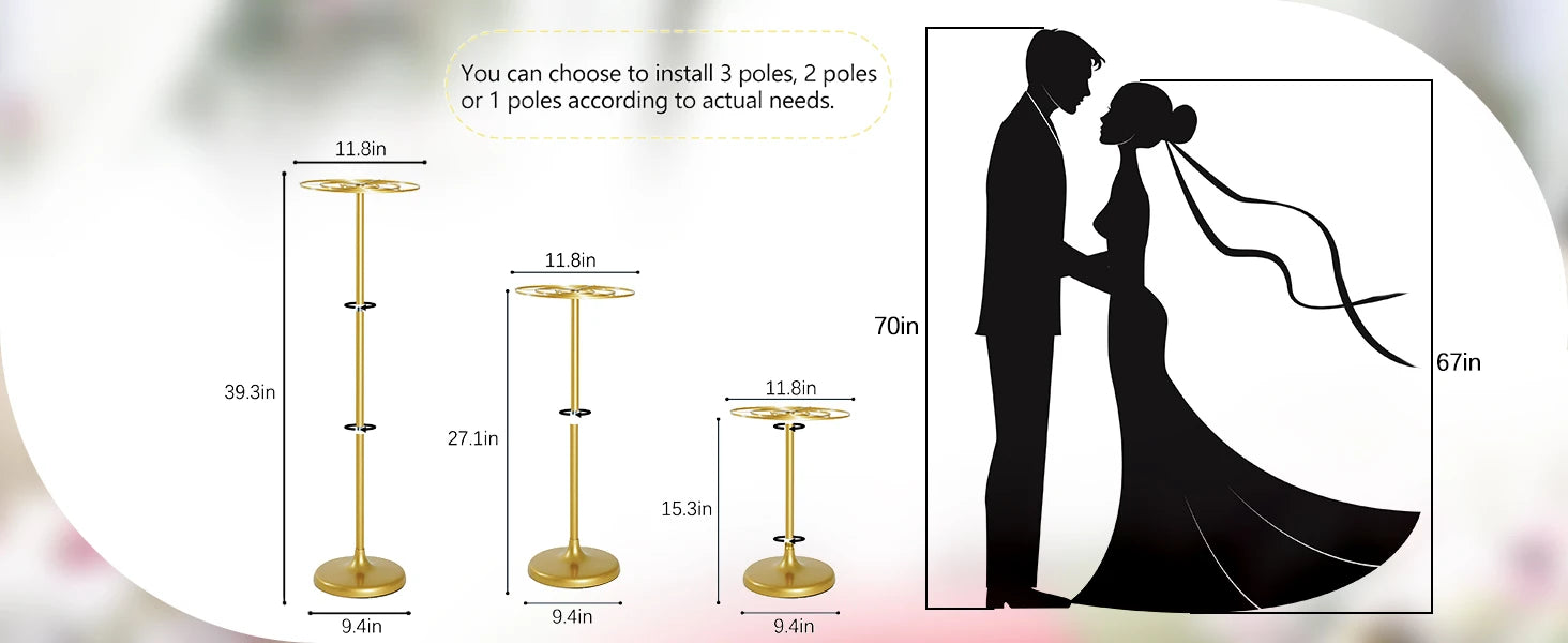 4pcs Tall Wedding Flower Stand 39.4" Wedding Centerpieces for Tables Metal Flower Floor Vase for Party Event Wedding Reception