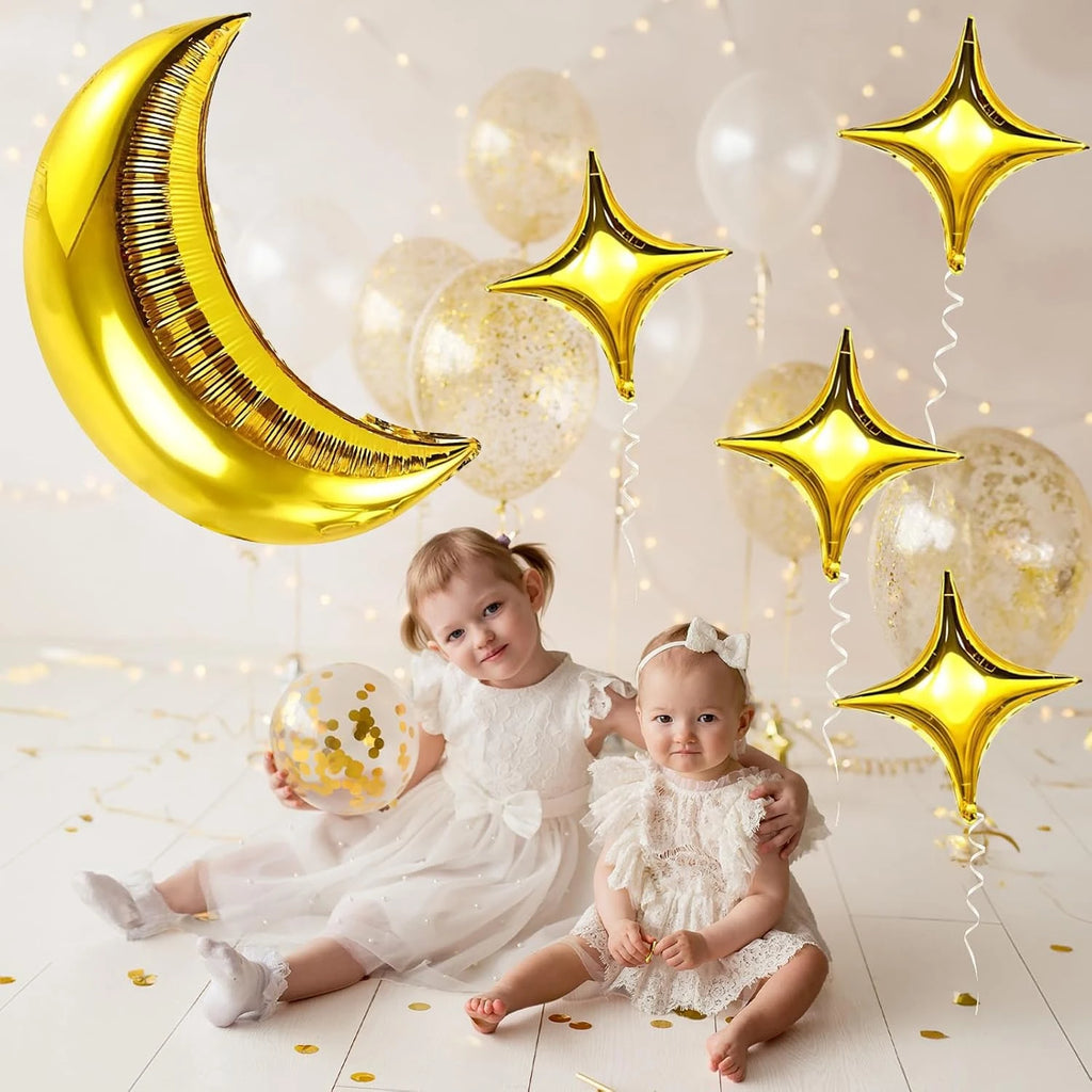 5pcs/Set 36Inch Gold Moon Foil Helium Balloons Muslim Festiva Eid Party Decoration Eid Mubarak Ramadan Kareem Hajj Party Supplie