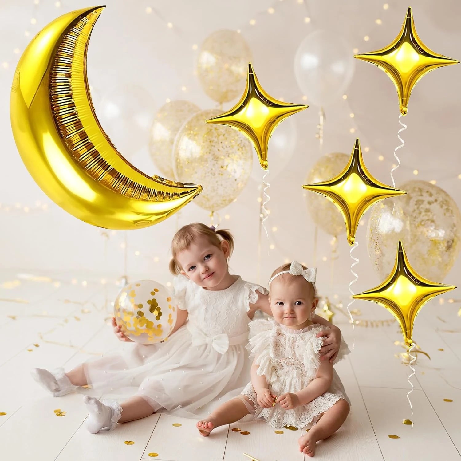 5pcs/Set 36Inch Gold Moon Foil Helium Balloons Muslim Festiva Eid Party Decoration Eid Mubarak Ramadan Kareem Hajj Party Supplie