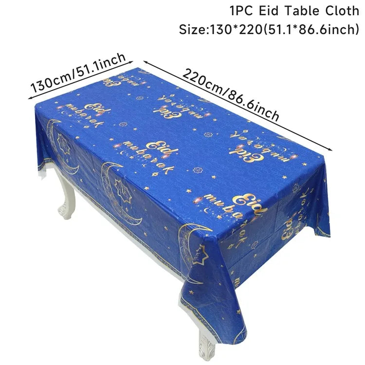 Eid Mubarak Tablecloths Ramadan Decoration for Home 2025 Islamic Muslim Party Decor Ramadan Tableware Supplies Eid Al Adha Gift