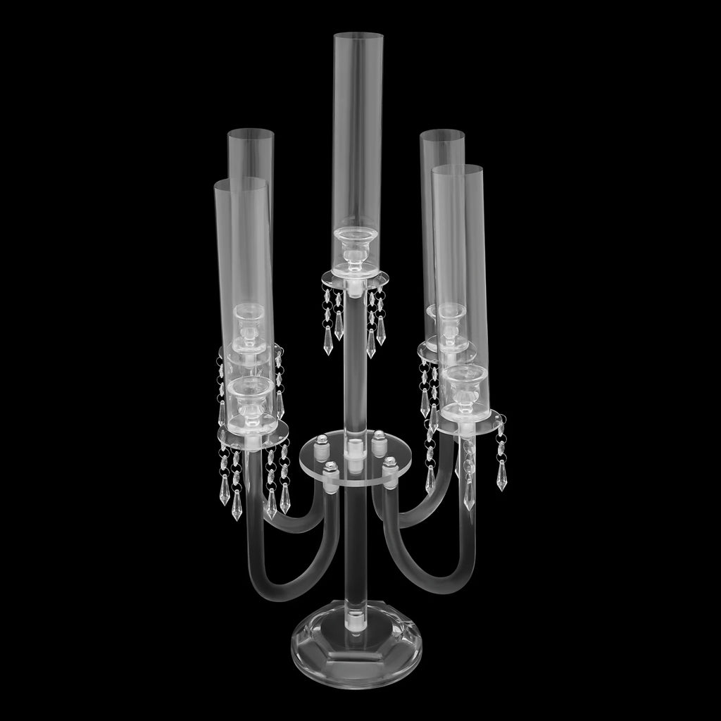 4PCS 4+1 Arms Acrylic Candle Holders  Candelabra Wedding Table Centerpieces Flower Stands Party Candlesticks Decoration