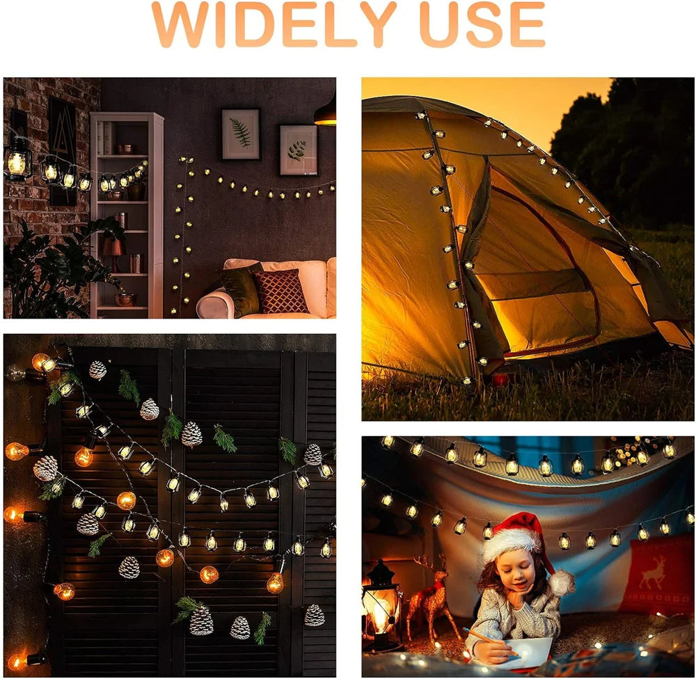 Black Lantern LED String Lights Mini Lamp for Indoor Outdoor Patio Garden Holiday Home Ramadan Wedding Party 481