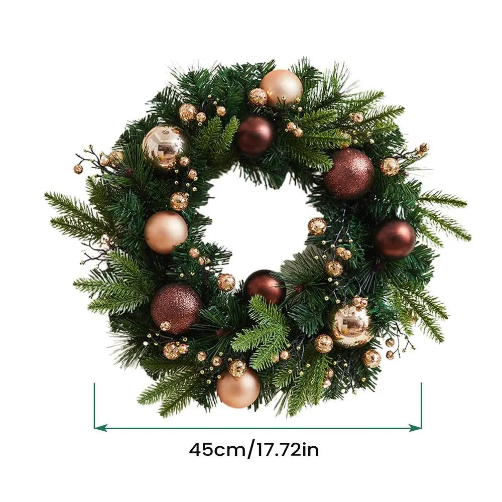 45cm Christmas Decoration Wreath For Front Door Red Berries Flower Garland Xmas Ornament Window Wall Hanging Decor