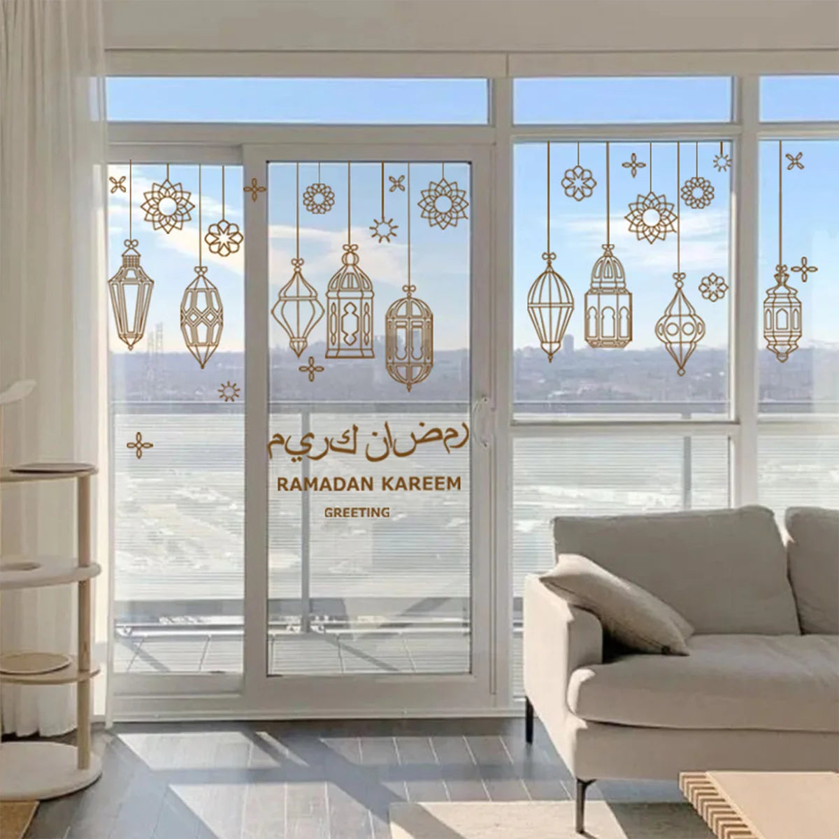 Eid Mubarak Window Sticker 2025 Kareem Ramadan Decor for Home Ramadan Mubarak Wall Sticker Islamic Muslim Wall Decals Decor