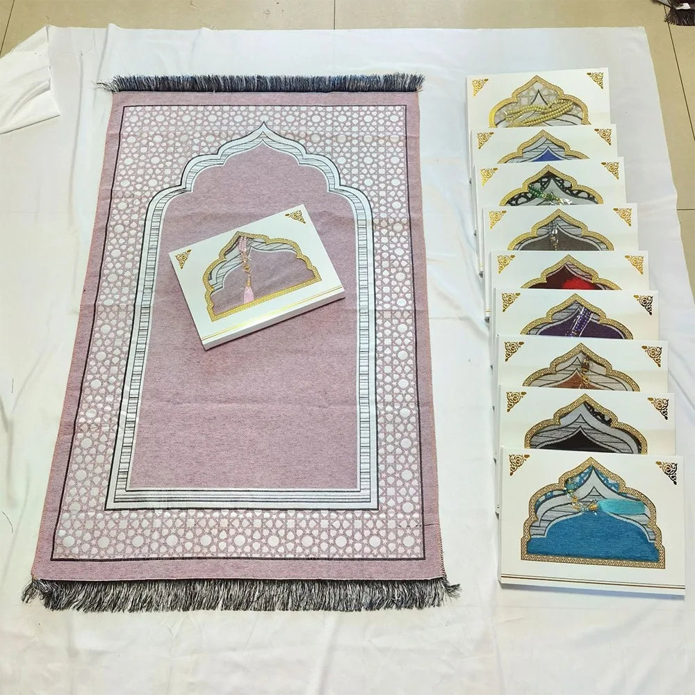 Printed Floor Mat 70x110cm Muslim Prayer Rug Non-slip Foldable Islamic Prayer Mat Rectangle Ethnic Style Janamaz Sajadah Eid
