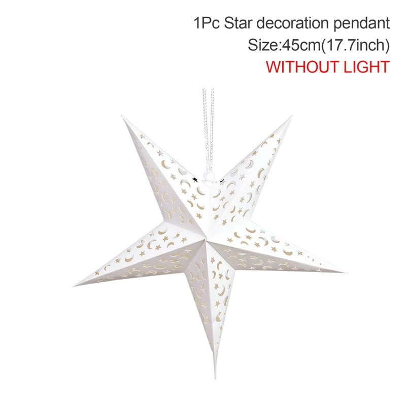 30-75cm Hollow Star Hanging Pendant Eid Mubarak Christmas Ramadan Decoration 2024 Islamic Muslim Party Decor Ramadan Kareem Gift
