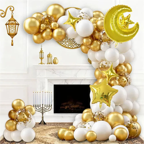 106pcs Eid Mubarak Arch Garland Kit Balloon Set Ramadan Kareem Decoration Ramadan Mubarak Muslim Islamic Festival Party Supplies