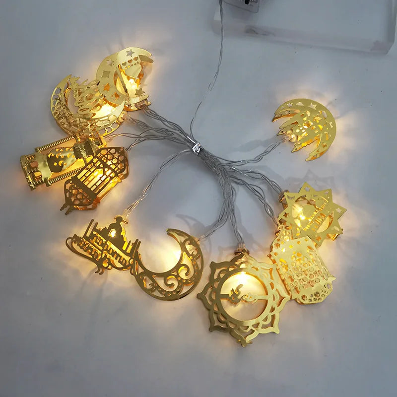 Moon Star LED String Light Castle Ramadan Kareem Decorati for Home Islam Muslim Party Festival Hanging Pendant Eid Al Adha Gifts