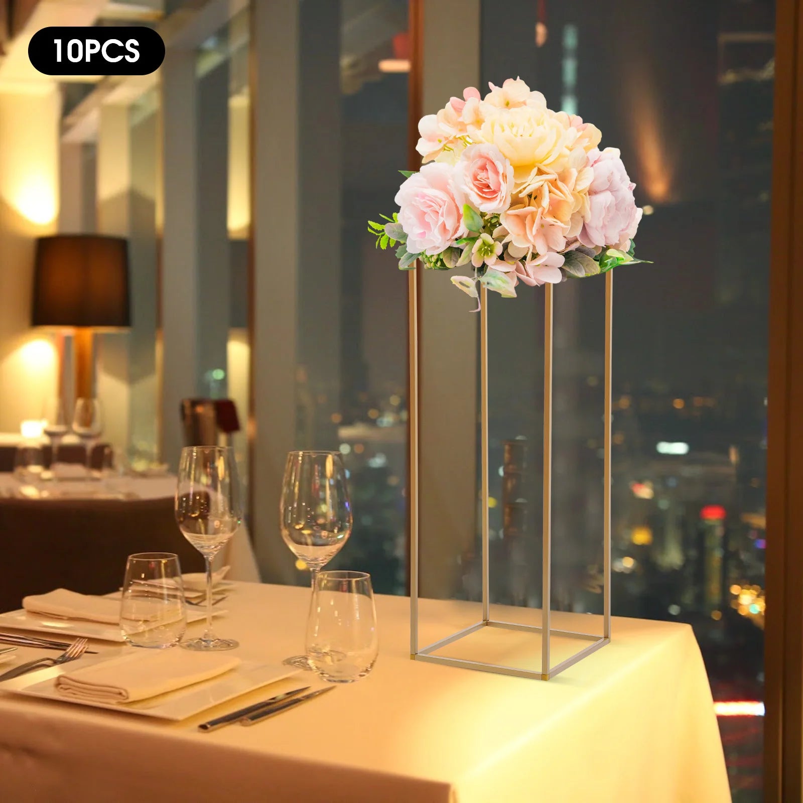 10PCS Metal Flower Stand Geometric Flower Vase Stand Road Lead Rack for Table Centerpieces Party Elegant Floral Arrangement