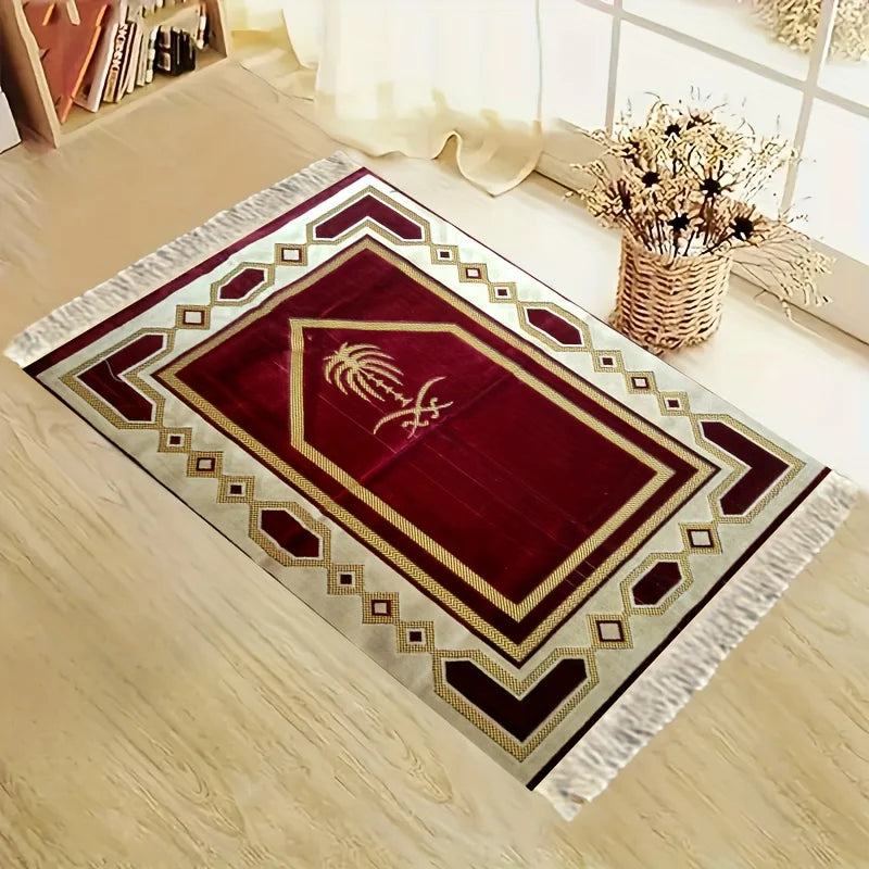 VIKAMA Portable Prayer Mat with Magnificent Mosque Pattern Foldable Carpet for Indoor and Outdoor Use Prayer Room Home Decor