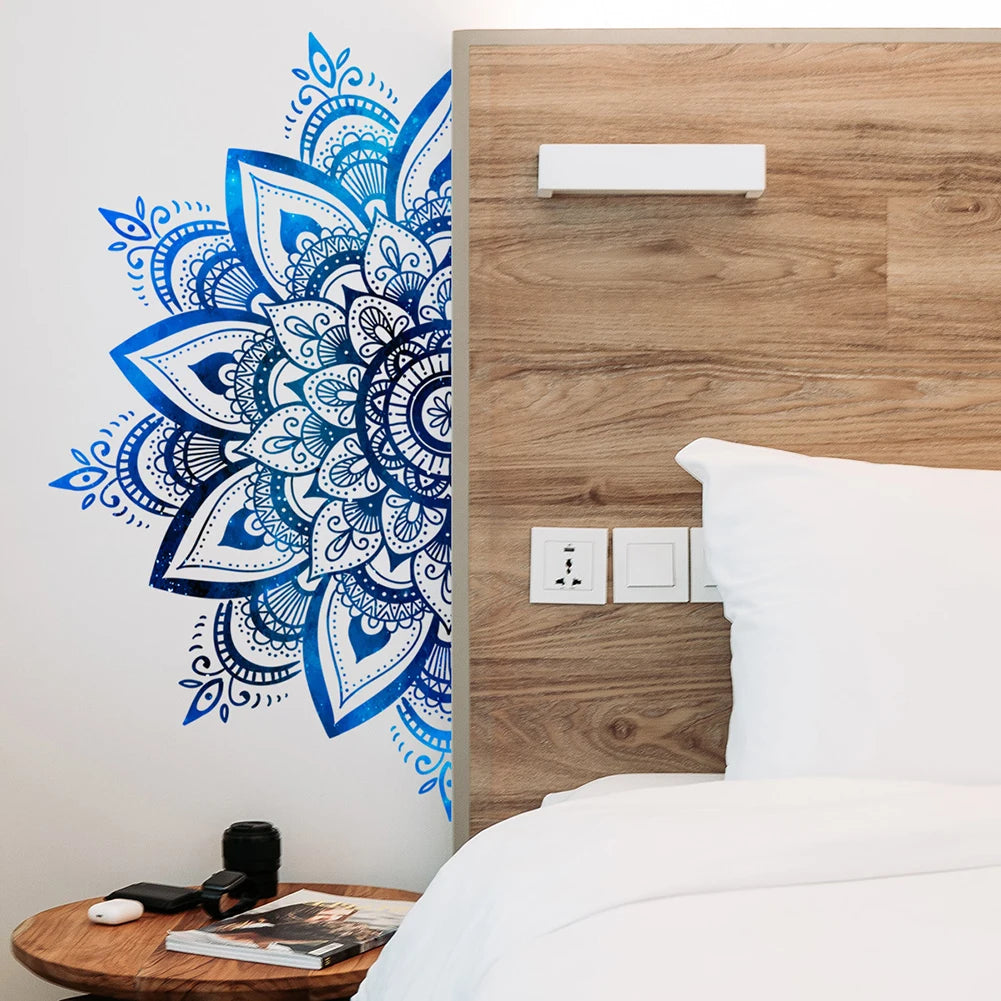 Mandala Lotus PVC Wall Sticker Eid Mubarak Lotus Flower Datura Zen Decorative Decals Sticker 30x90cm Home Wall Decoration