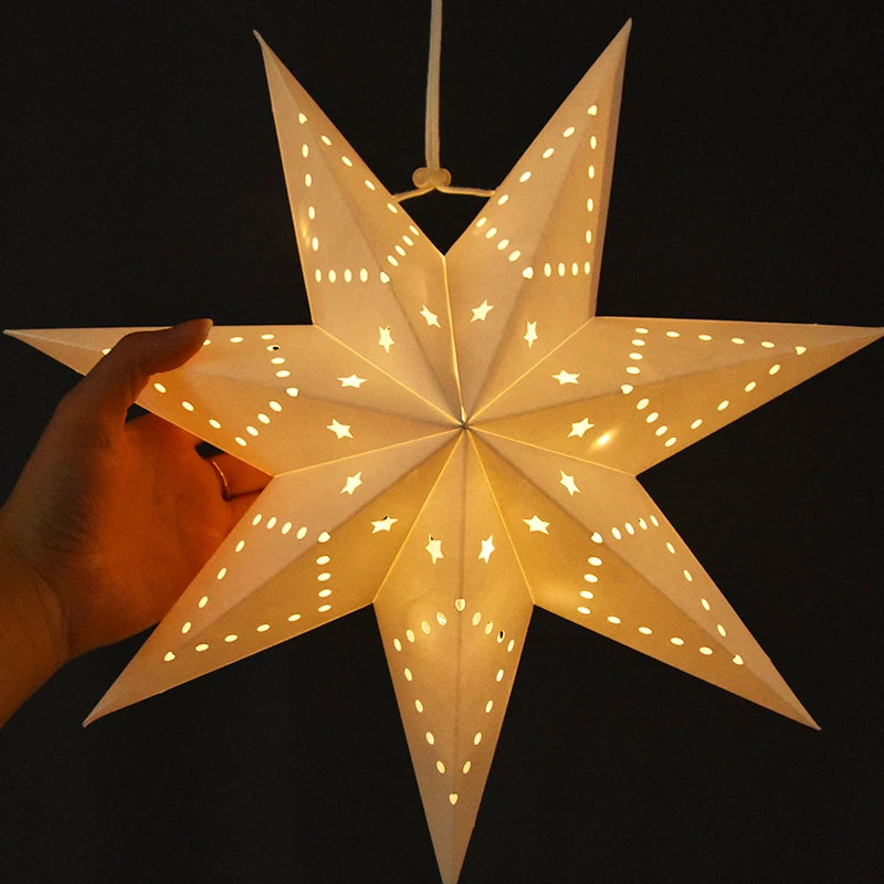 30-60cm Hollow Star Lights Eid Mubarak LED Star Lantern Pendants Ramadan Wedding Decoration Islamic Muslim Party Home Decor Gift