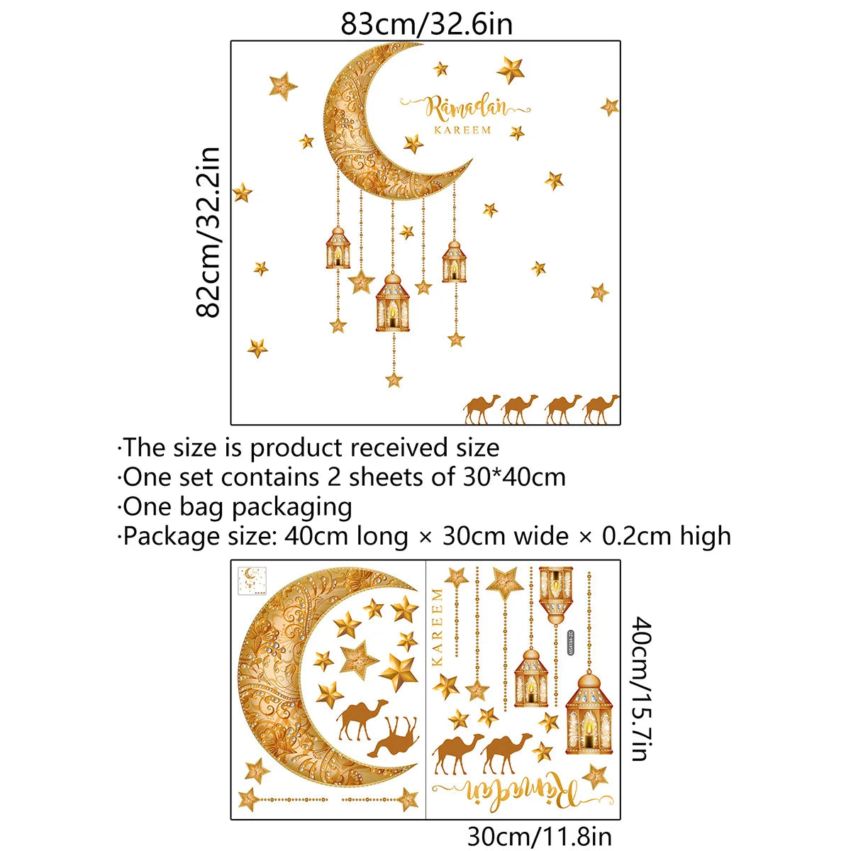 Ramadan Wall Decor Stickers Islamic Muslim Wall Decals Eid Mubarak Ramadan Lantern Moon Star Window Decor For Home Decorations