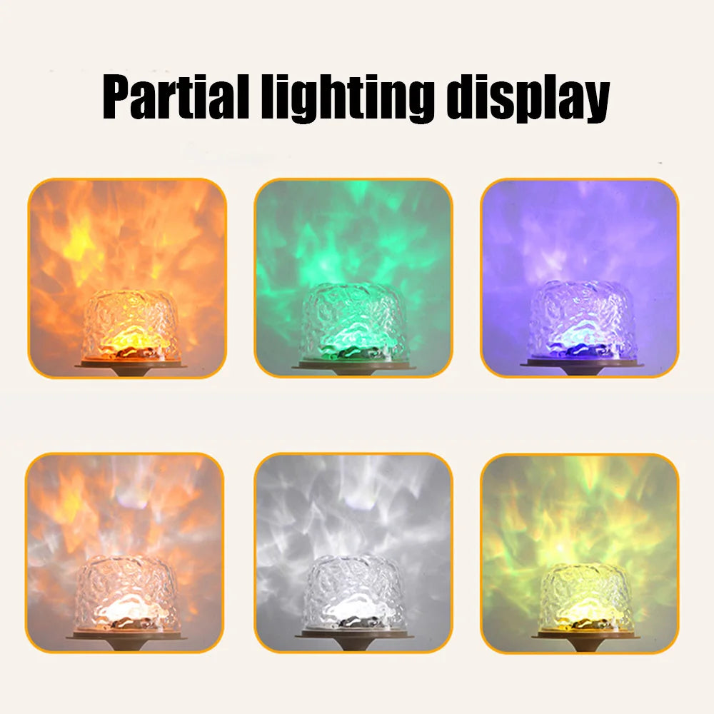 16 Color Water Ripple Atmosphere Desk Lamp Mushroom Table Lamp LED High Footed Desk Lamp with Remote Projection Atmosphere Light