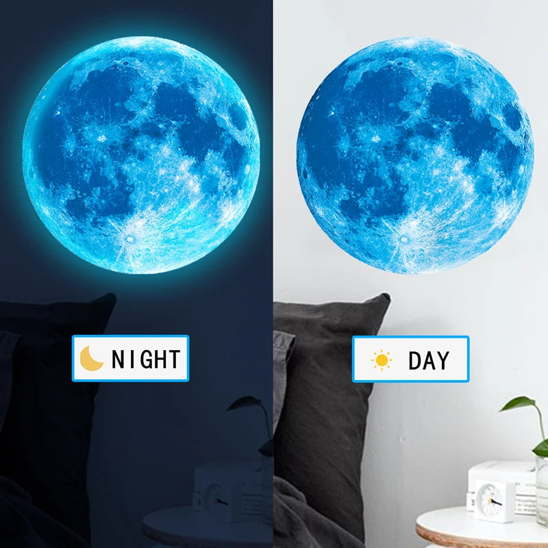 Luminous Moon Stickers Star Sky Fluorescent Wall Decals Glow in the Dark Kids Bedroom Living Room Bathroom for Home Decorations