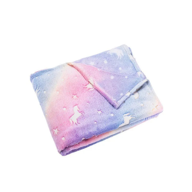Magical Luminous Flannel Throw Blankets Night Fluorescent Fluffy Kids Blanket Star Moon Warm Sofa Bedspread Nap Leisure Covering