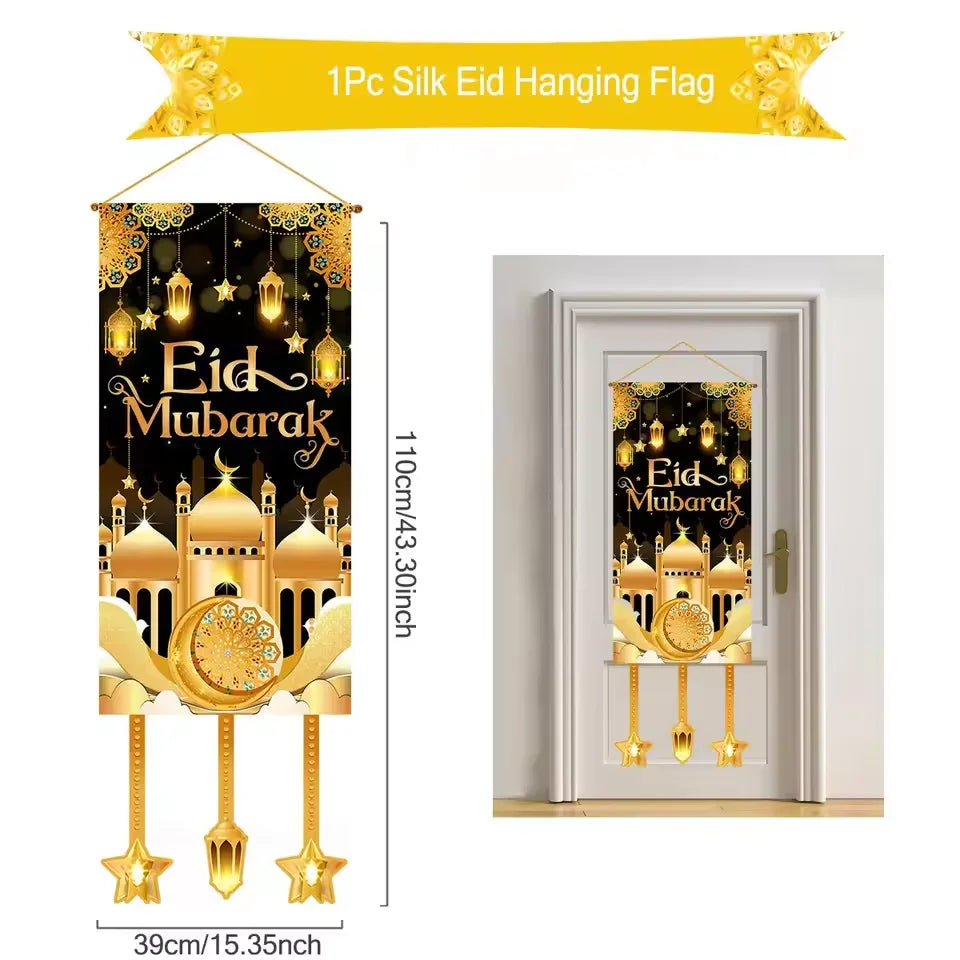 Eid Mubarak Decoration Hanging Flag Eid Mubarak Decor 2025 for Home Islamic Muslim Party Decor Ramadan Kareem Eid Al-Fitr Gift