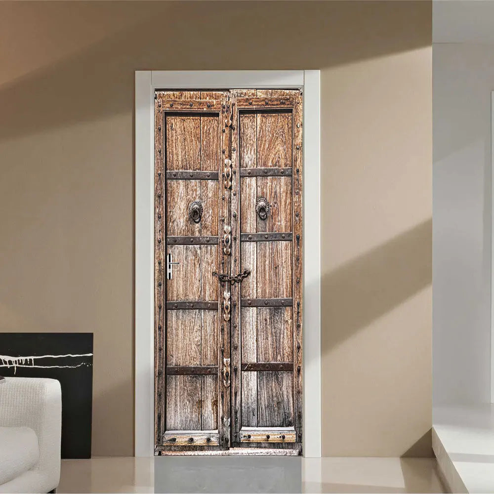Medieval Stone Hutongs DIY Door Wall Sticker Home Decor Living Room Children Room Bedroom Art Mural Self-adhesive PVC Wallpaper