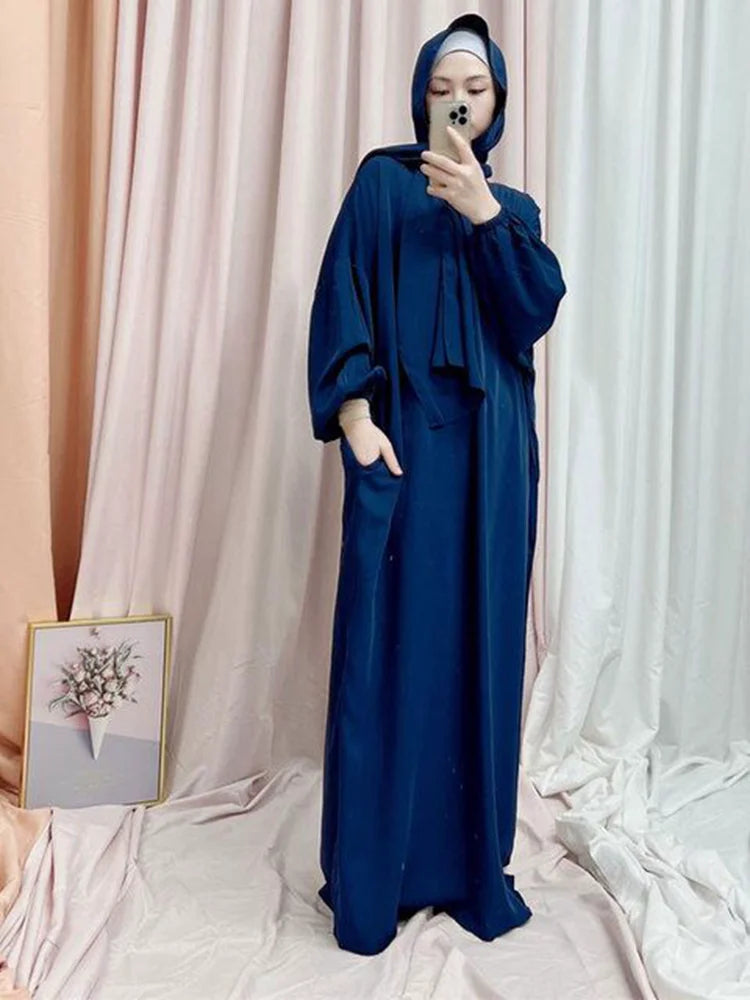 Ramadan One Piece Muslim Prayer Garment Women Hijab Abaya Maxi Dress Khimar Burqa Islamic Clothing Overhead Arab Robe