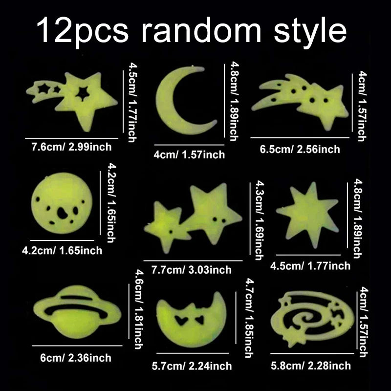 Room Wall Art Decor Bedroom Ceilling Home Decor Glow In Dark Moon Universe 3D Luminous Fluorescent Sticker Stars Dinosaur TMZ