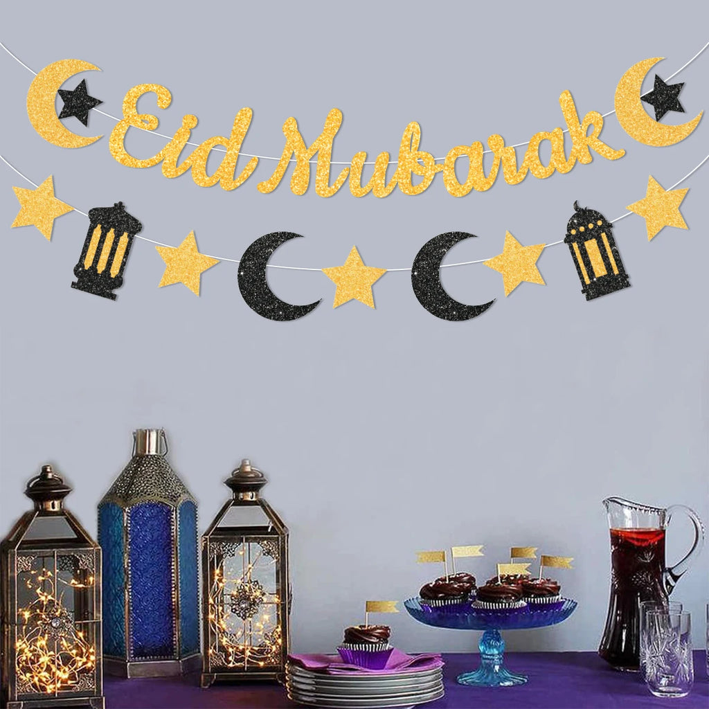 Eid Mubarak Ramadan kareem Banner Pull The Flag Eid Ramadan Decor For Home 2025 Ramadan Muslim Islamic Party Decor Supplies