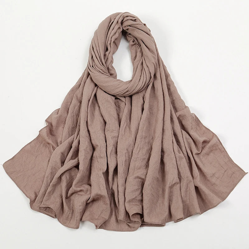 Fashion Muslim Crinkle Hijab Scarf For Women Musulman Soft Cotton Headscarf Islamic Hijab Long Shawls And Wraps Turban 180*90cm