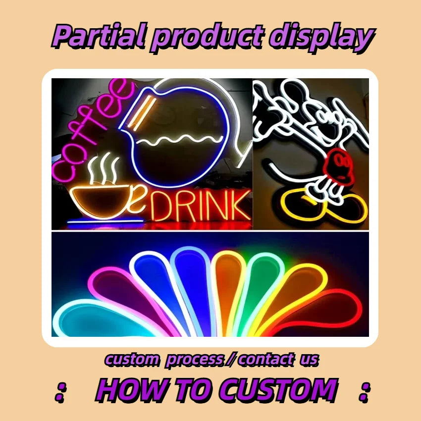 Custom Neon Sign UV Print Personized Acrylic LED Sign for Bar Wedding Party Neon Light Business Logo Sign Night Lamps Decor Sign