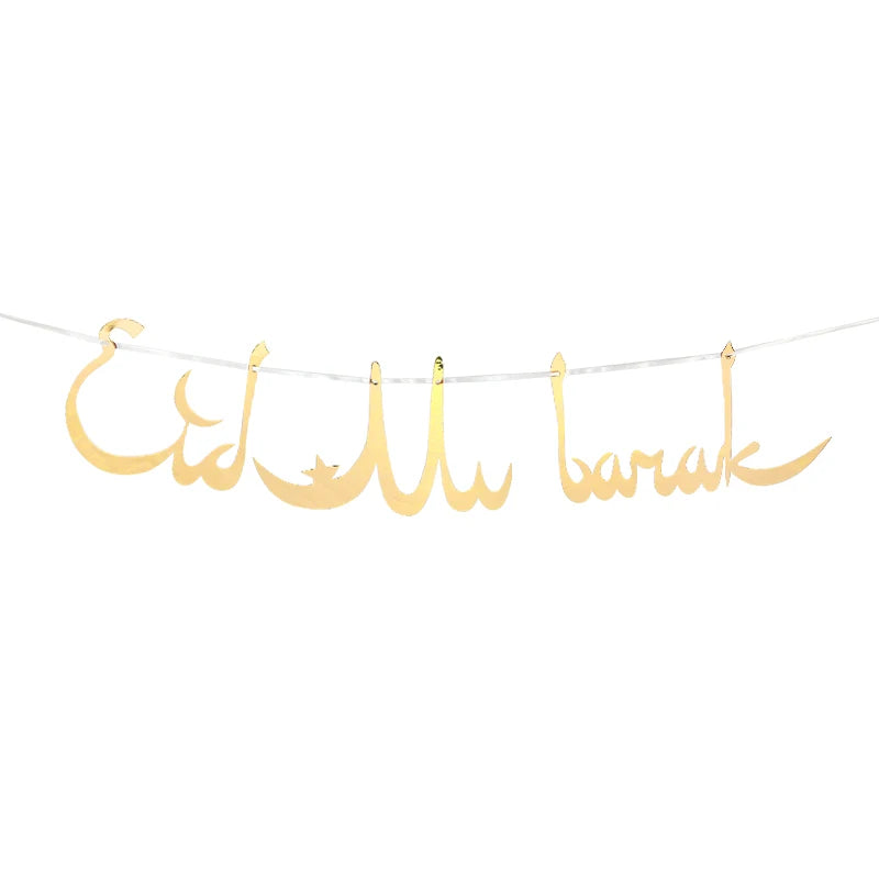 EID Mubarak Banner Glitter Star Moon Letter Paper Bunting Garland Islamic Muslim Party Ramadan Kareem Decorations for Home 2026