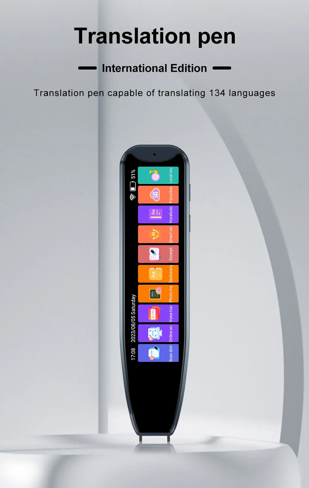 MD22 Voice Translator Pen Offline Scan Reading 134 Language Translation