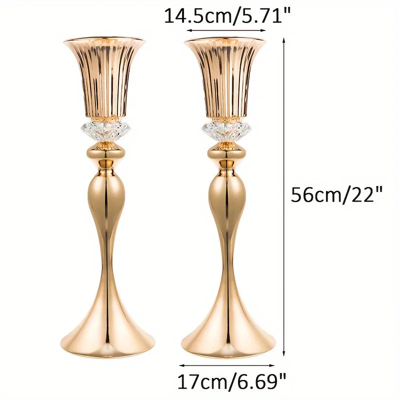 Set of 2/10 Crystal Flower Stands, 22 Tall Vases, Metal Centerpiece Vases for Table Decoration, Christmas, Party Decoration