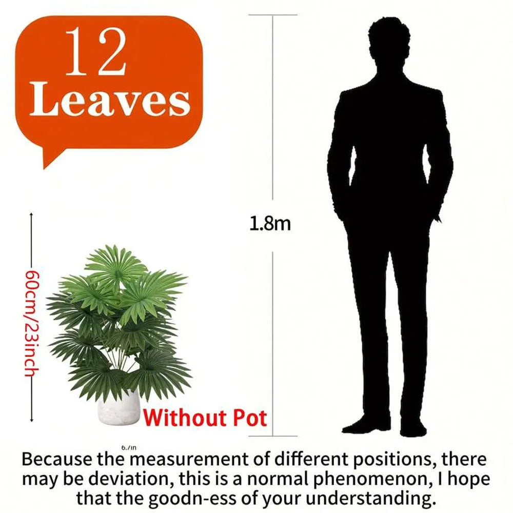 24-Leaves 31.5 Inch Artificial Fan-Leaf Sunflower Palm Tree – Large Fake Decorative Plant