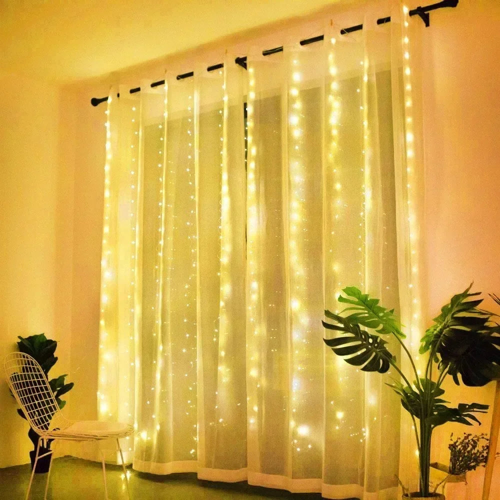 Curtain Lights LED 8 Modes Fairy Light Wedding Valentine's Day USB Plug Curtain Garland Ramadan EID Mubarak Decoration for Home