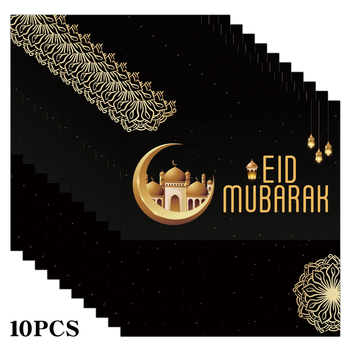 10pcs Eid Mubarak Chocolate Candy Stickers,Mosque&Lantern Crescent Design,Labels For Gift Wrap,Islamic Ramadan Greeting Supplies