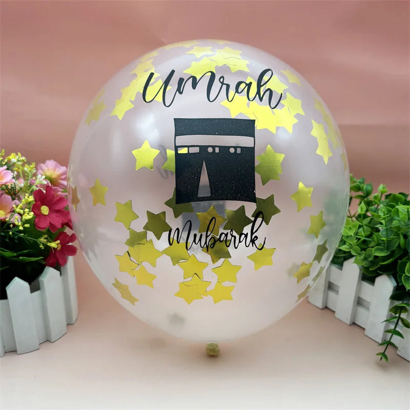 Gold Umrah Mubarak Star Confetti Balloons Ramadan Kareem Decoration Eid Mubarak Muslim Islamic Party Home Eid al-fitr Supplies