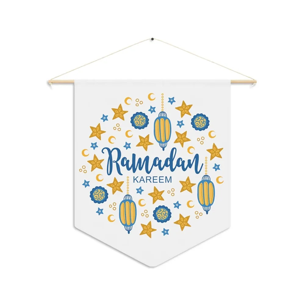 Ramadan Door Sign Ramadan Mubarak Kareem Flag Bunting Islamic Muslim Iftar Suhoor Eid Al Adha Kids Family Nursery Hanging Decor