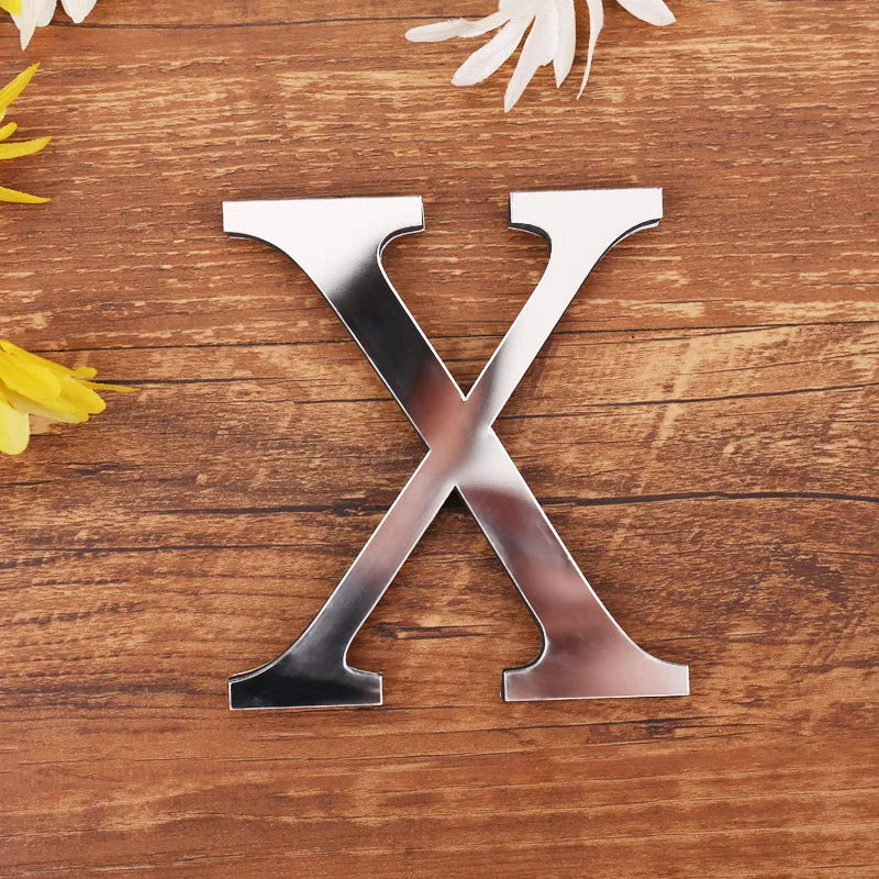 Acrylic Mirror 3D Alphabet  House Number Wall Sticker English Alphabet Sticker Decoration Wedding love letters Decorative