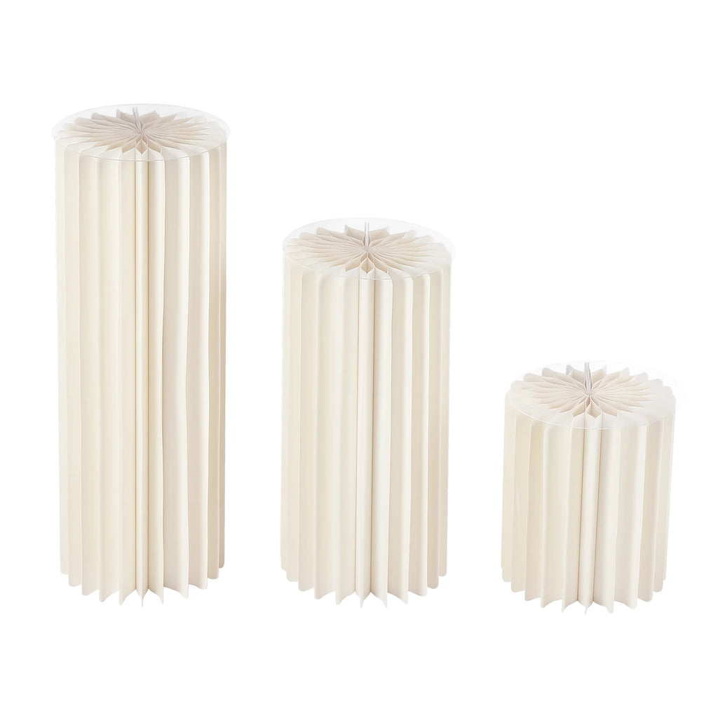 3Pcs Foldable Cardboard Flower Stands Wedding Centerpieces Vase Dessert Table Party Decor Cylinder Display Pedestal (40+60+80cm)