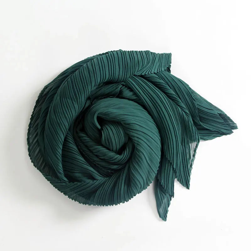 Miyake Pleated Scarf Wide Long Silk 2025 Cape Women Windscreen Shawl Shoulder Designer Korean Scarf Hijabs For Woman