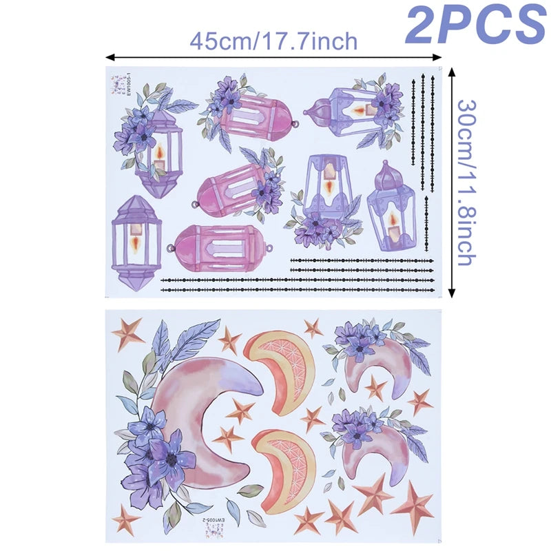 Eid Mubarak 2024 Window Stickers Ramadan Decorations for Home Islamic Ramadan Kareem Muslim Party Decor Eid Mubarak Gift Al Adha