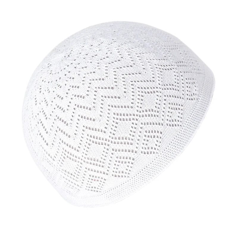 Breathable Muslims Adult Knit Kufi Elastic Hollow out Islamic Knit Kufi Inner Hat Casual Church Pray Lightweight Hat